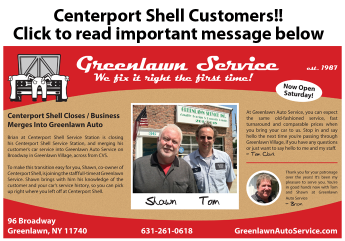 Centerport Shell Closing - Merged with Greenlawn Auto Serive